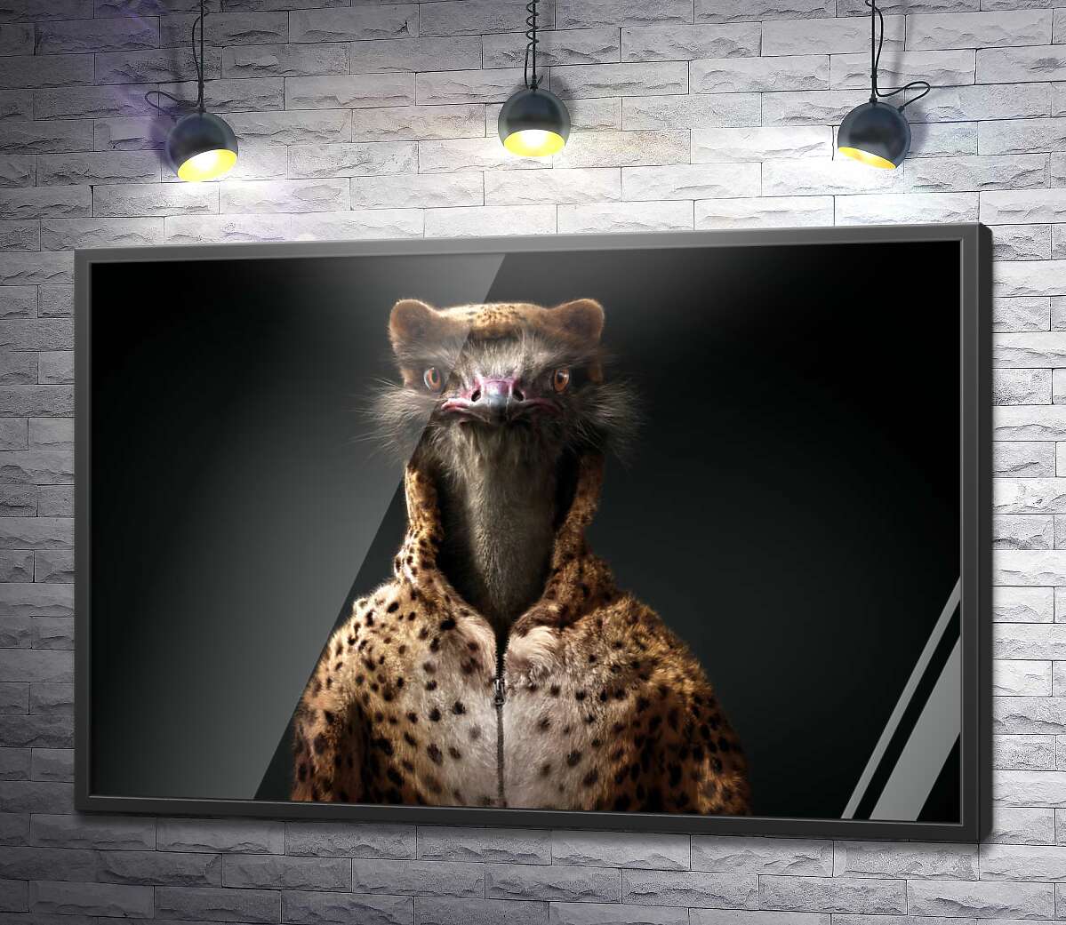 постер Страус в костюме гепарда