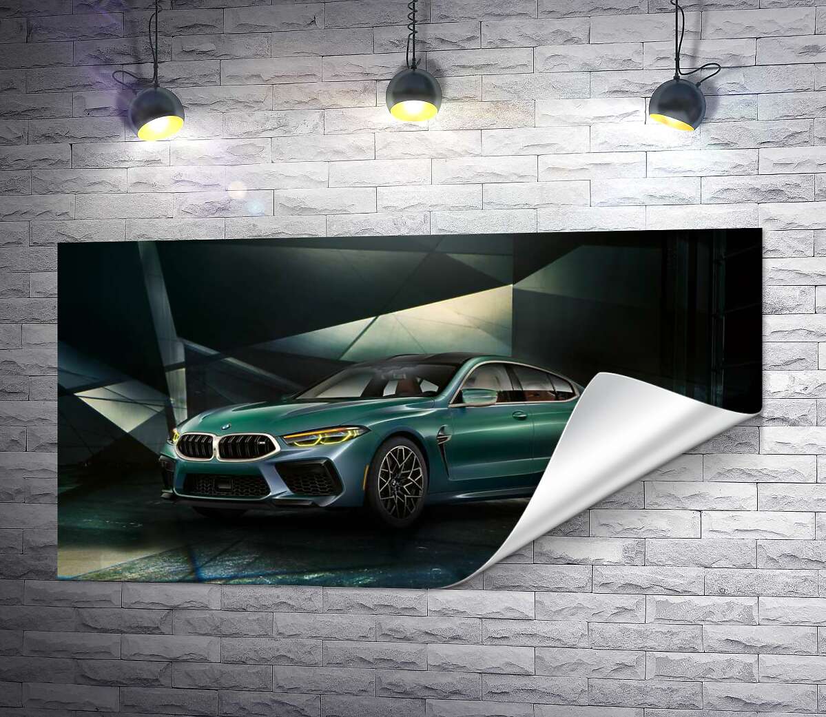 печать Зеленый автомобиль BMW Concept M8 Gran Coupe