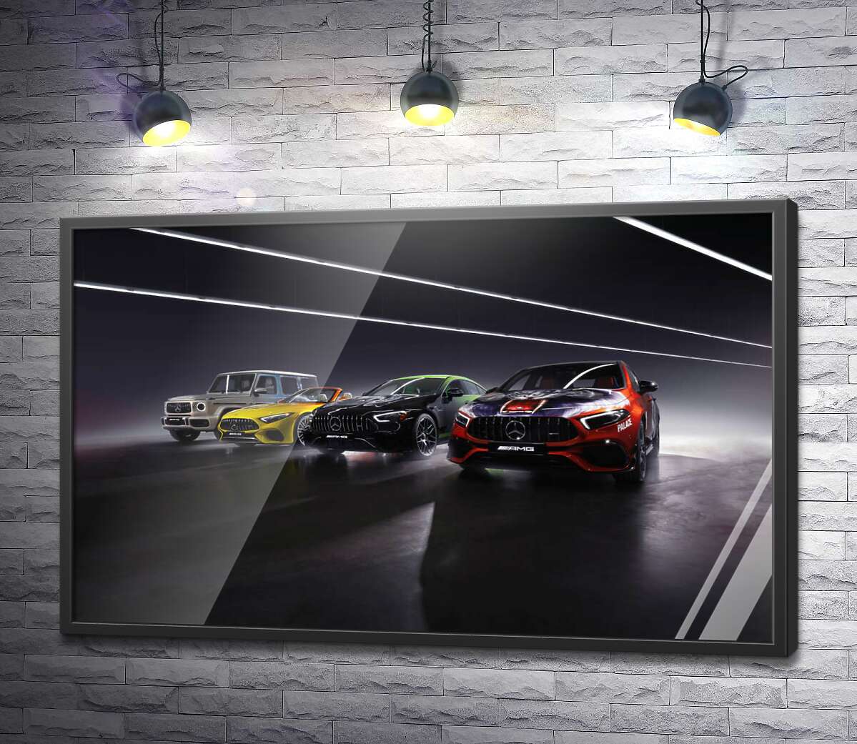 постер Автомобили Mercedes-Benz AMG в софитах