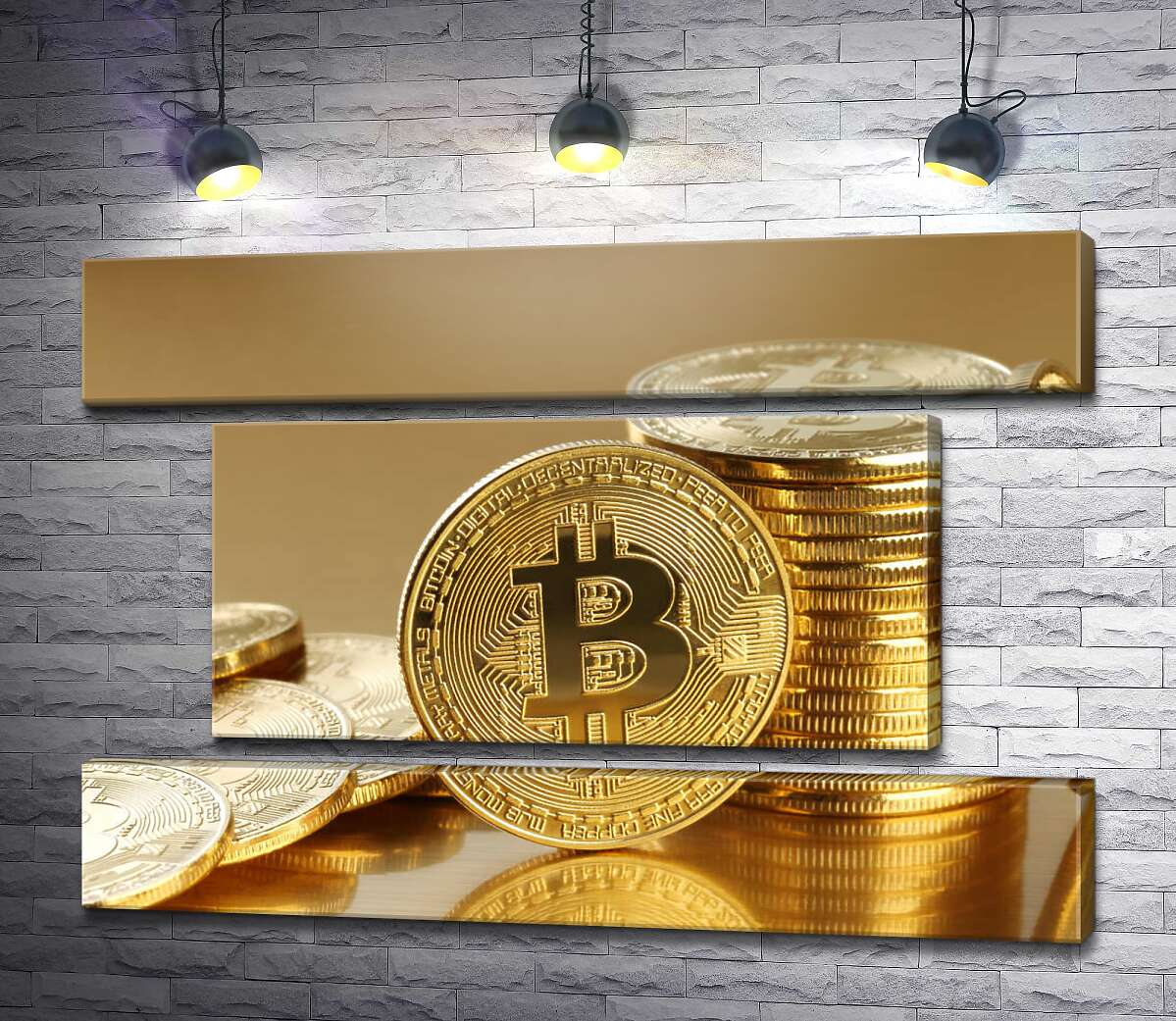 модульная картина Золотые монеты биткоина (Модуль №18)