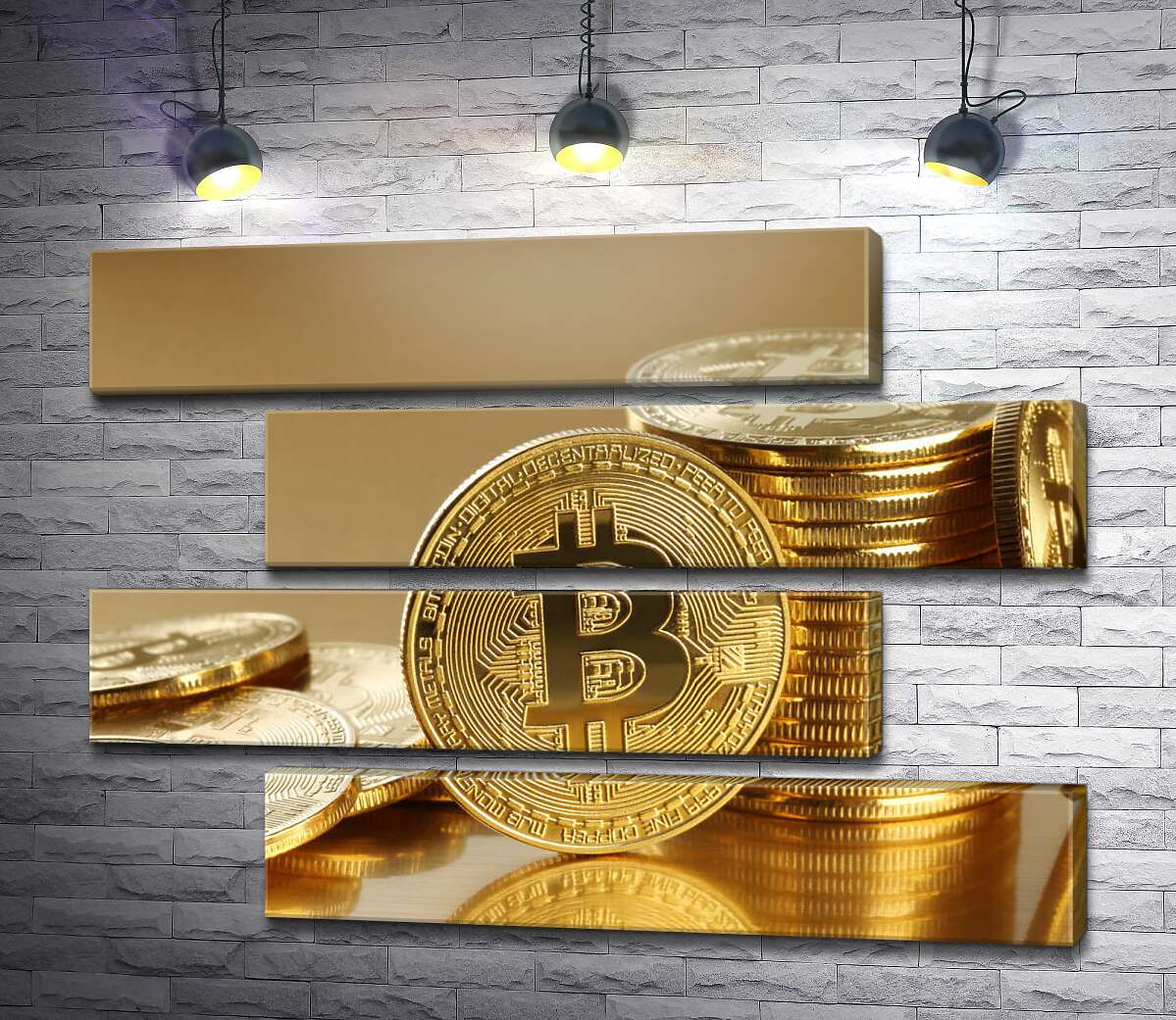 модульная картина Золотые монеты биткоина (Модуль №23)