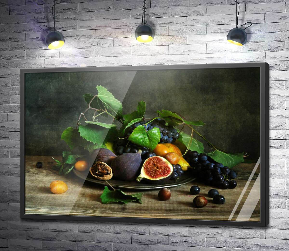 постер Натюрморт з інжиром і виноградом