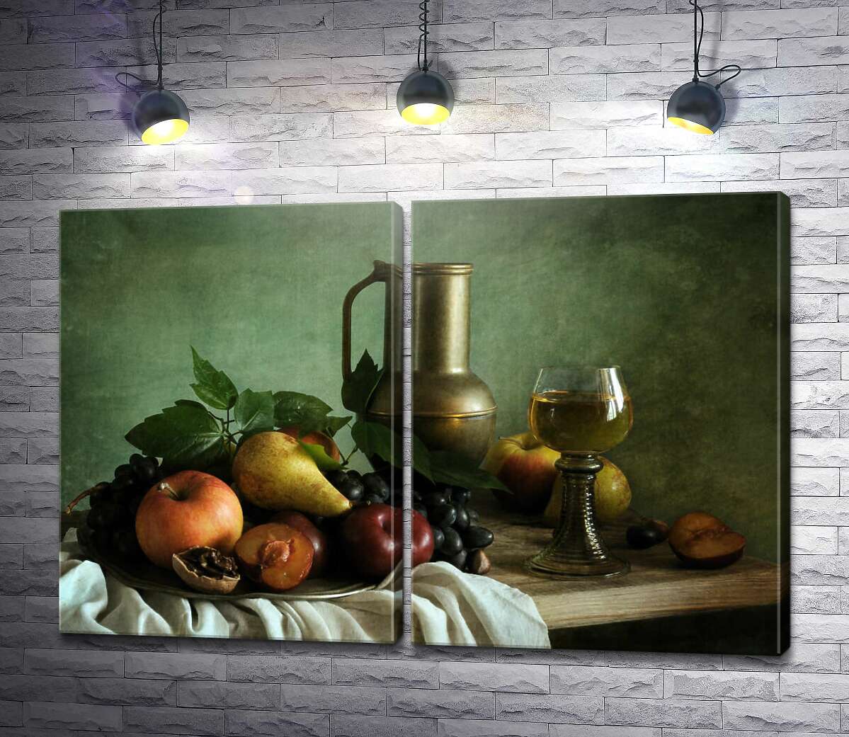 модульная картина Винтажный натюрморт с фруктами