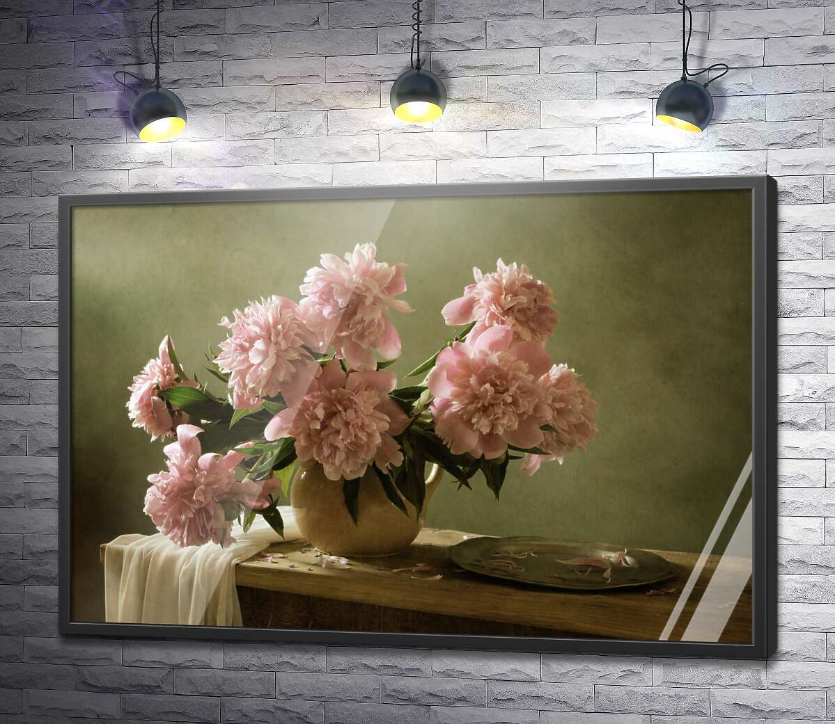 постер Букет розовых пионов в кувшине