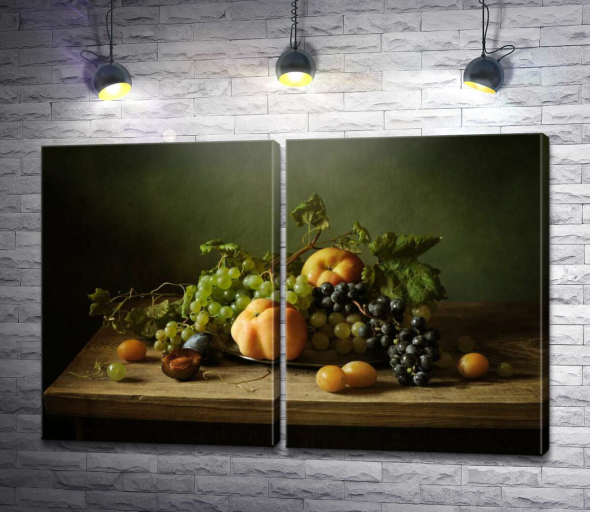 модульная картина Спелые фрукты на  тарелке