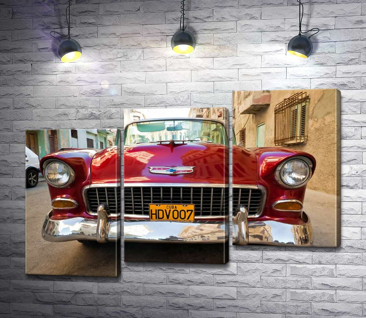 модульна картина Червоний ретро автомобіль Chevrolet Nomad 1955 V8 (Модуль №14)
