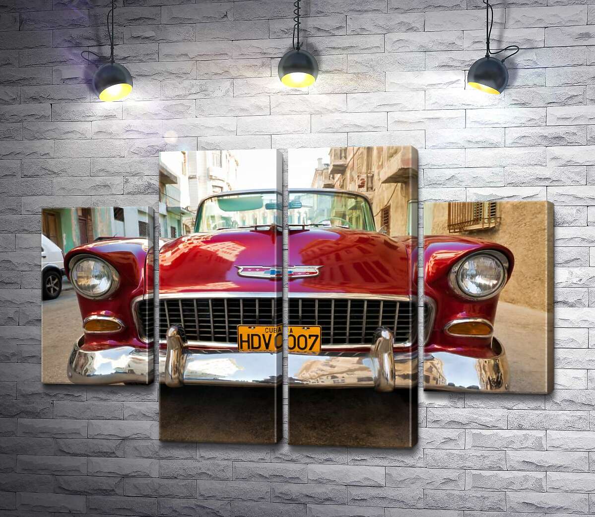 модульна картина Червоний ретро автомобіль Chevrolet Nomad 1955 V8 (Модуль №20)