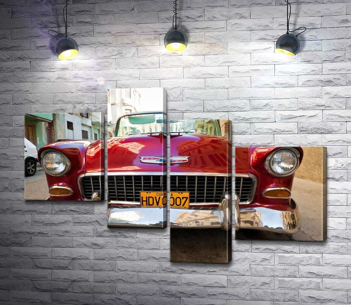 модульна картина Червоний ретро автомобіль Chevrolet Nomad 1955 V8 (Модуль №21)