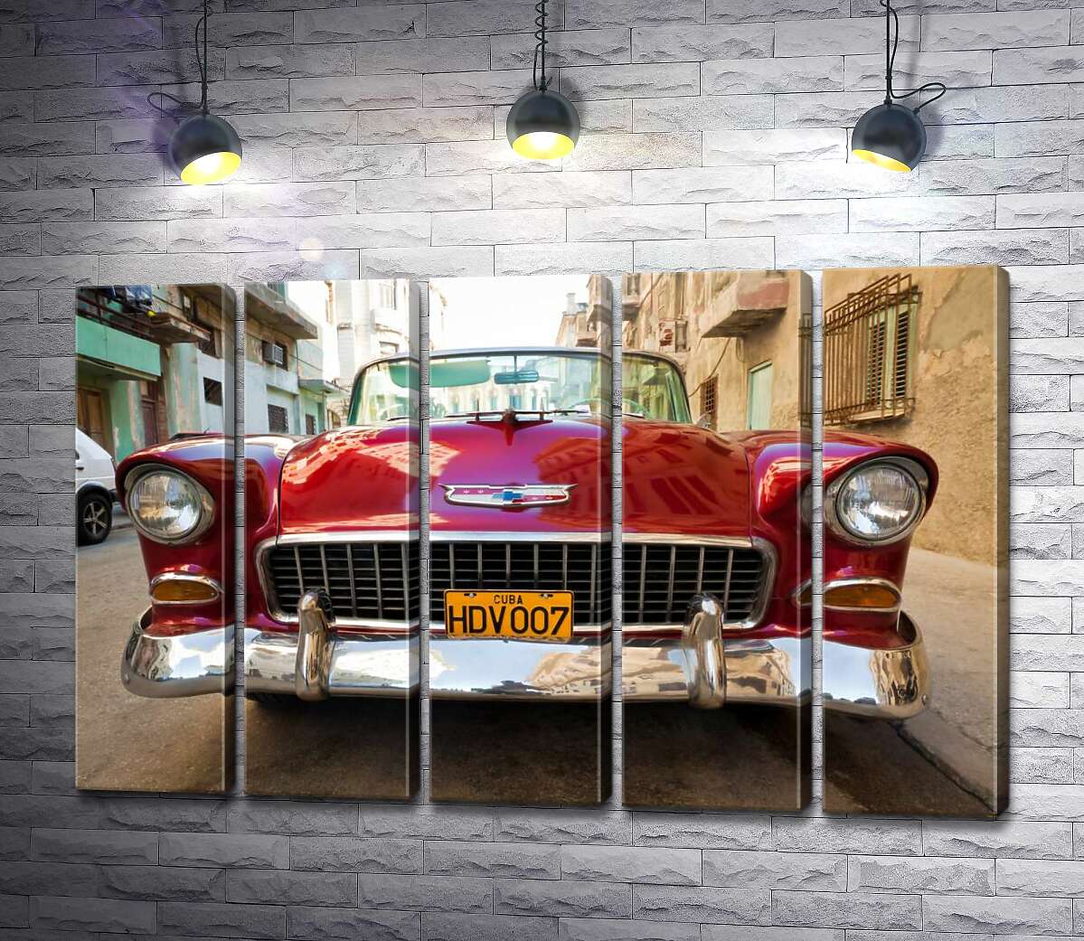 модульна картина Червоний ретро автомобіль Chevrolet Nomad 1955 V8 (Модуль №26)