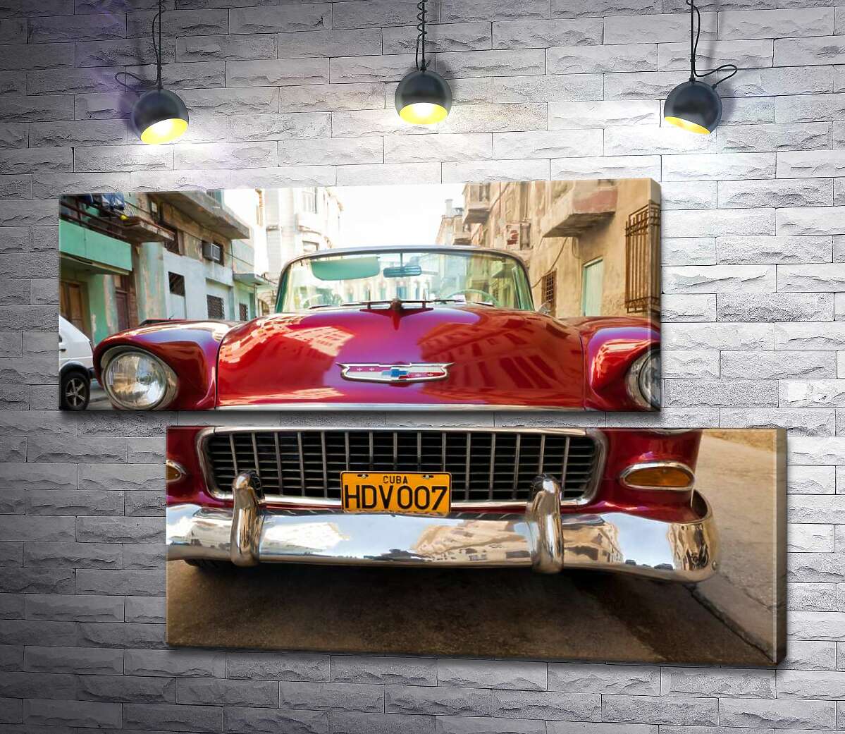 модульна картина Червоний ретро автомобіль Chevrolet Nomad 1955 V8 (Модуль №8)