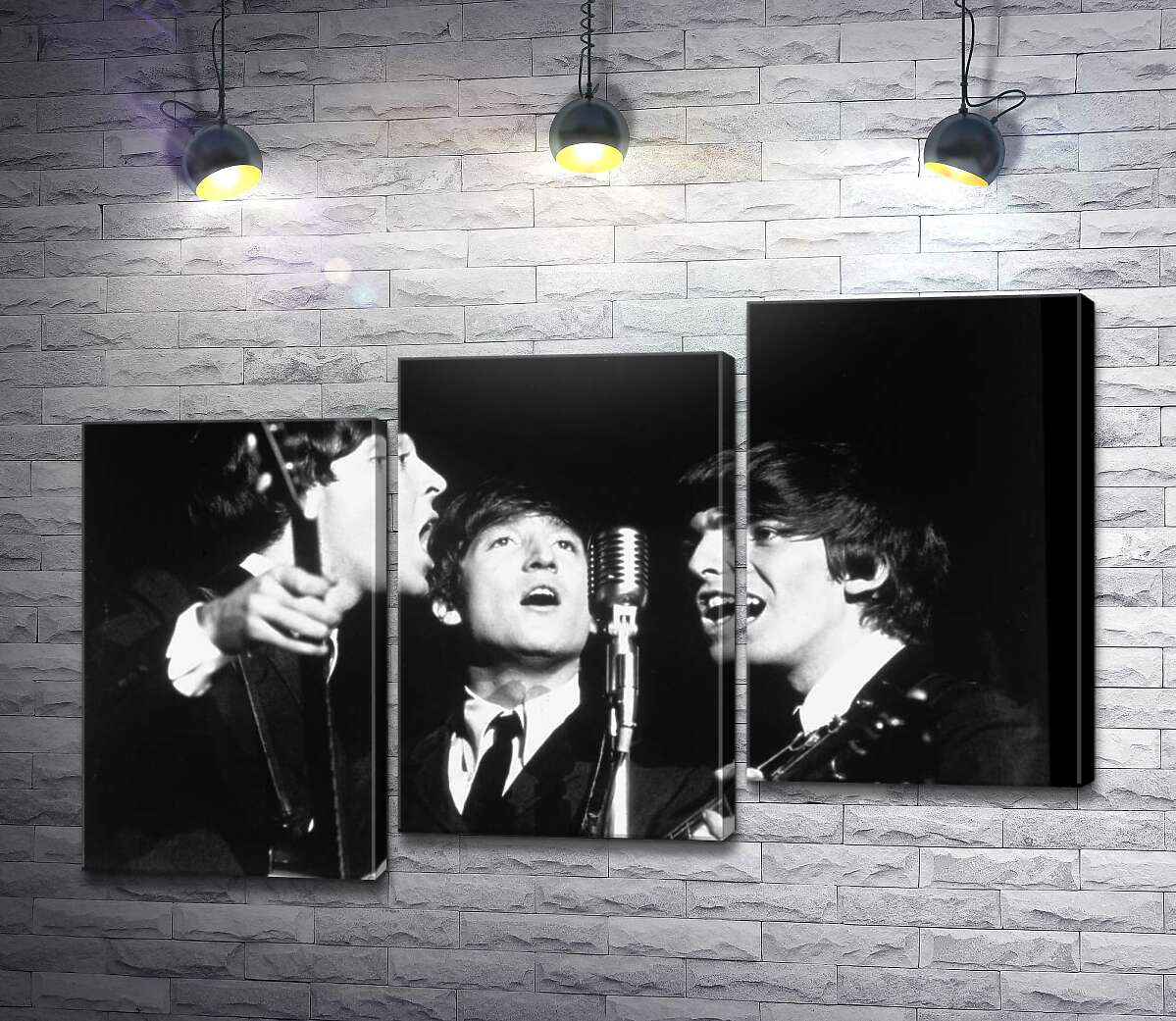 модульная картина Архивная фотография выступления группы Beatles (Модуль №14)
