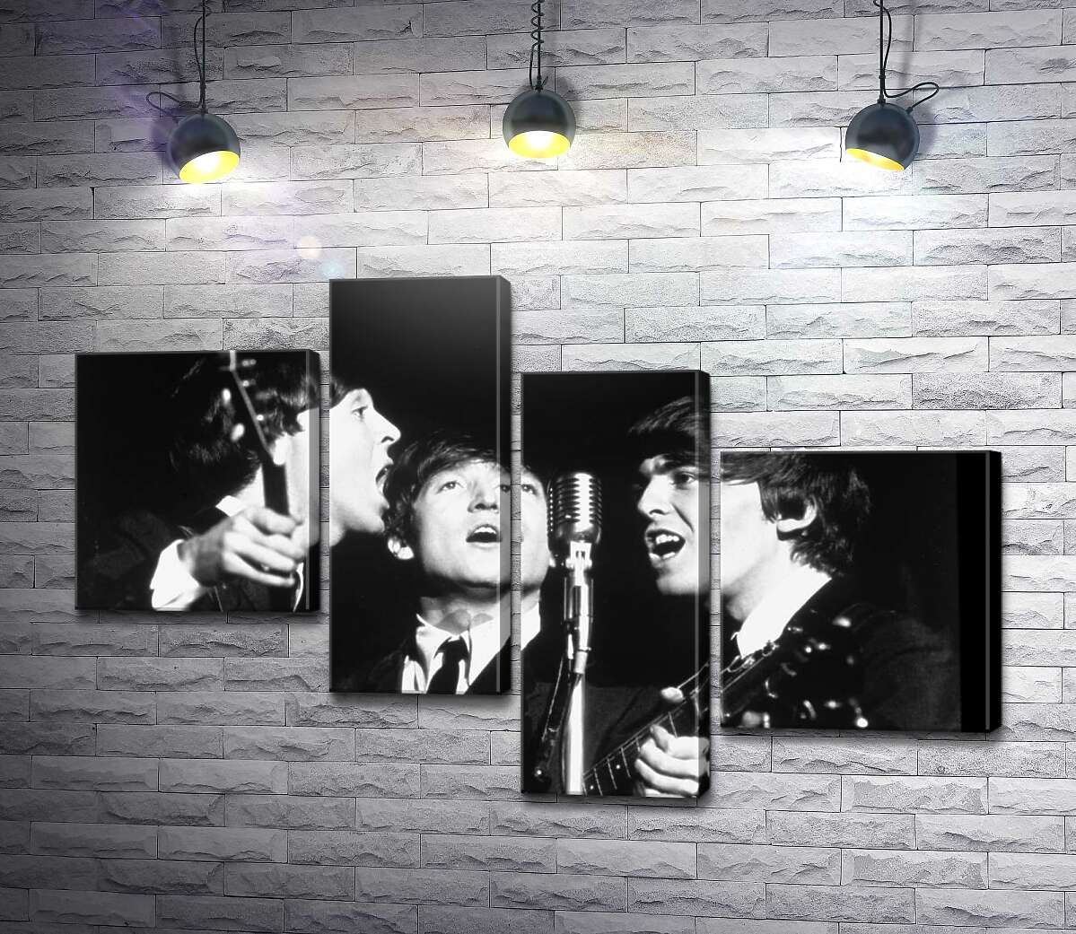 модульная картина Архивная фотография выступления группы Beatles (Модуль №21)