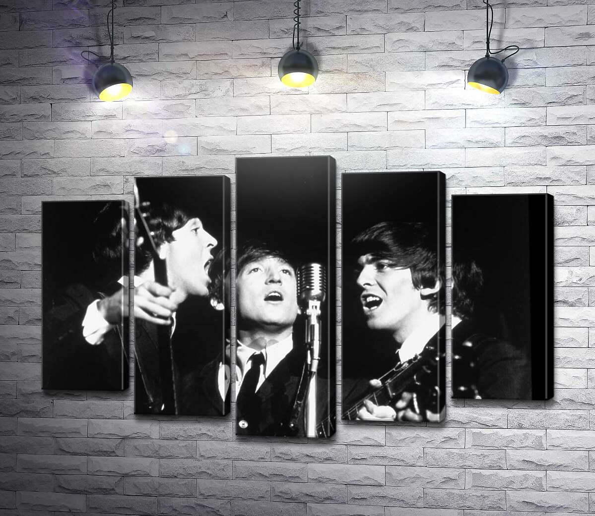 модульная картина Архивная фотография выступления группы Beatles (Модуль №4)