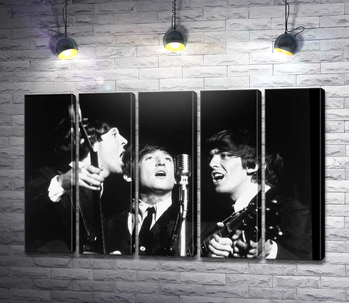 модульная картина Архивная фотография выступления группы Beatles (Модуль №26)