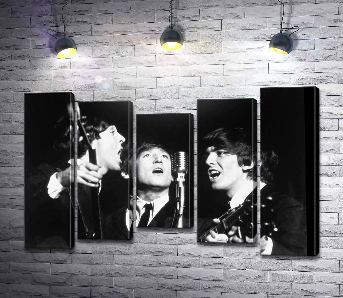 модульная картина Архивная фотография выступления группы Beatles (Модуль №27)