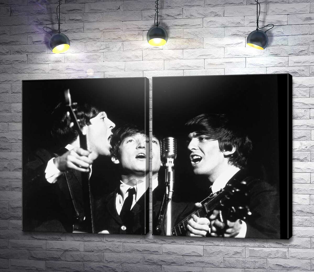 модульная картина Архивная фотография выступления группы Beatles (Модуль №6)