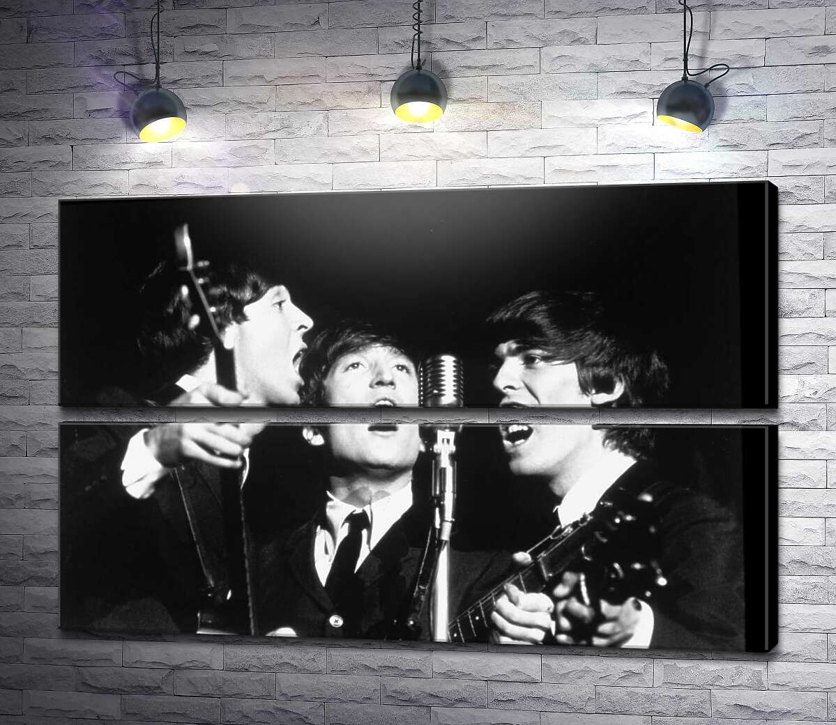 модульная картина Архивная фотография выступления группы Beatles (Модуль №7)