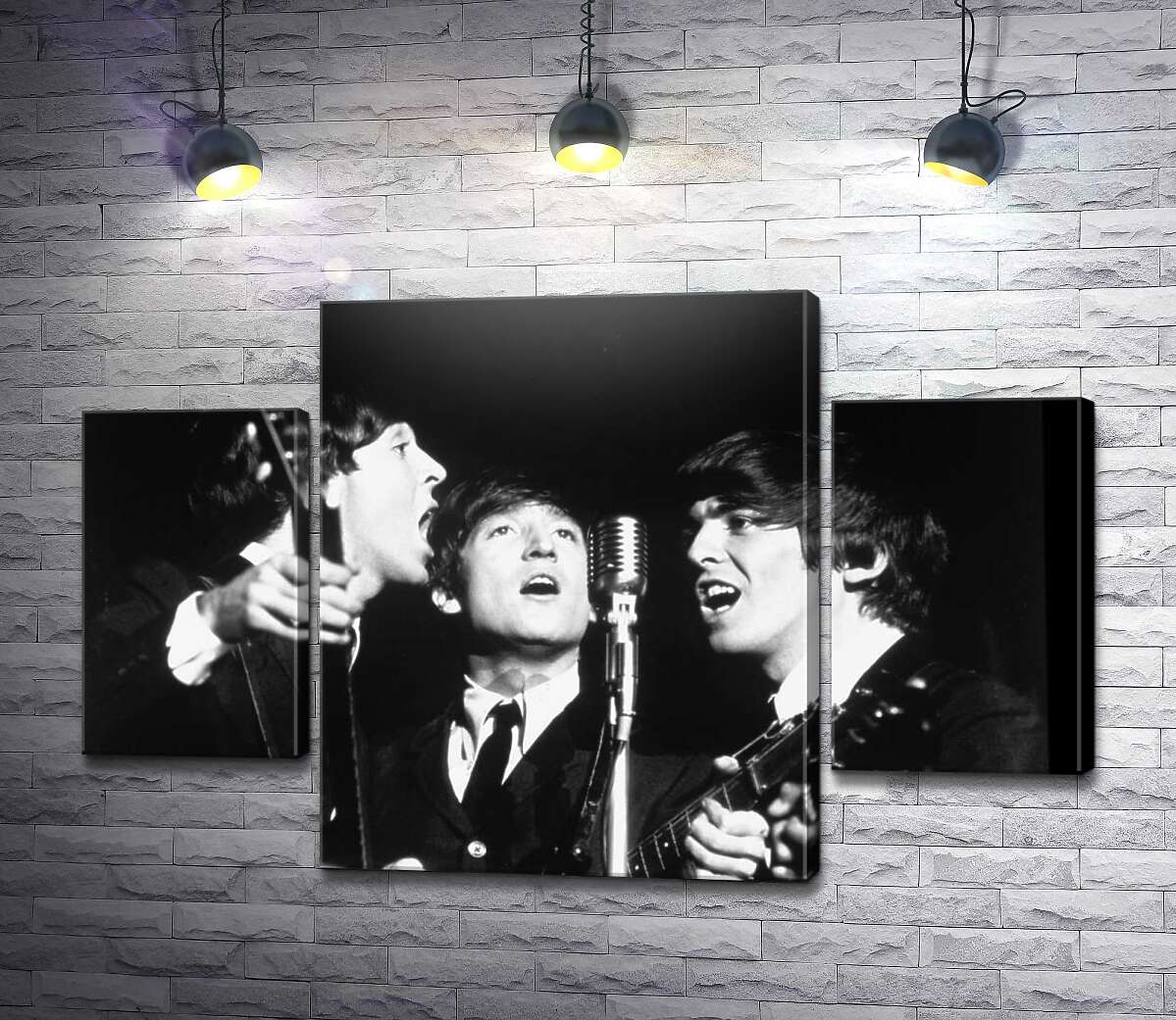 модульная картина Архивная фотография выступления группы Beatles (Модуль №5)