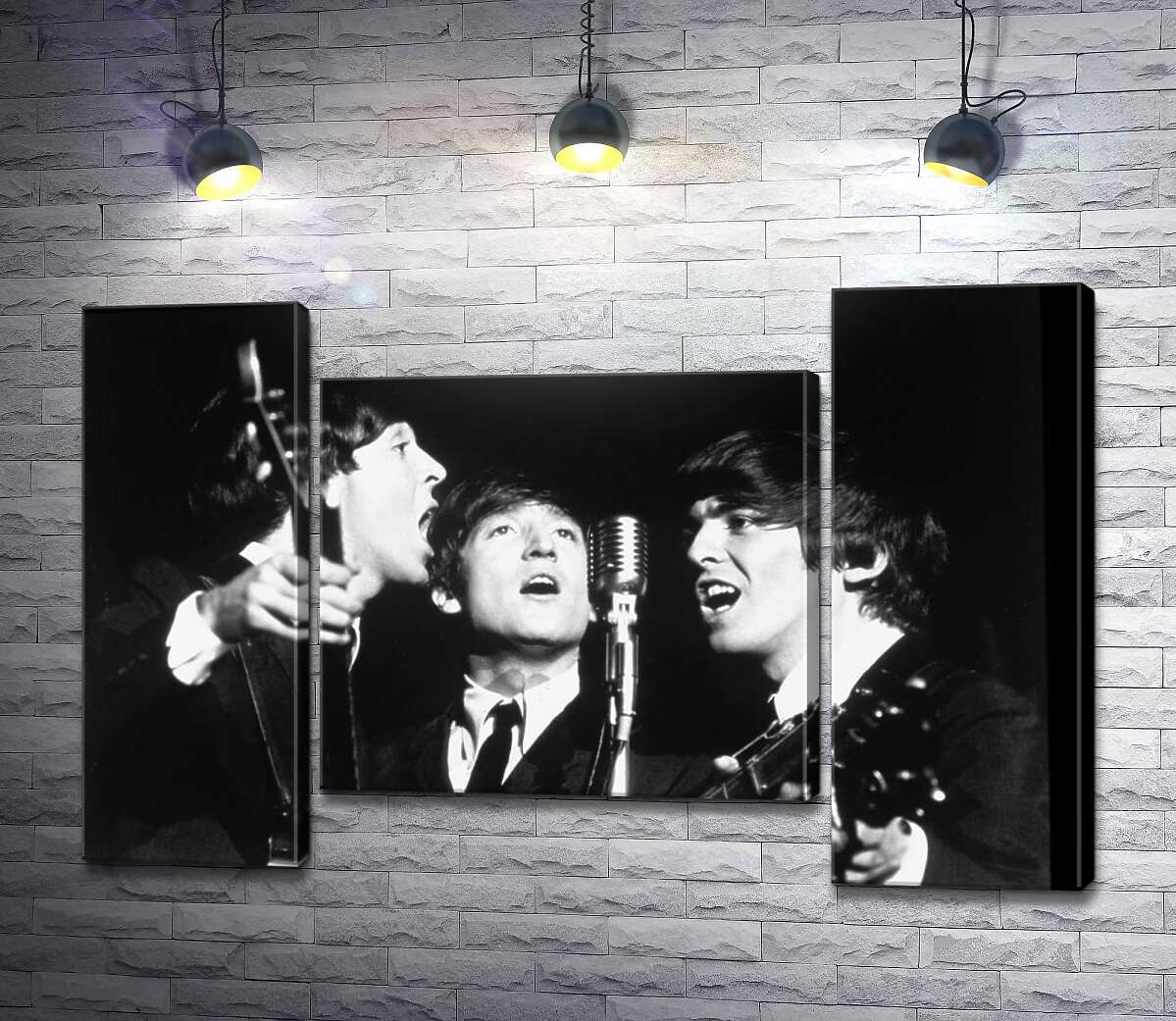 модульная картина Архивная фотография выступления группы Beatles (Модуль №11)
