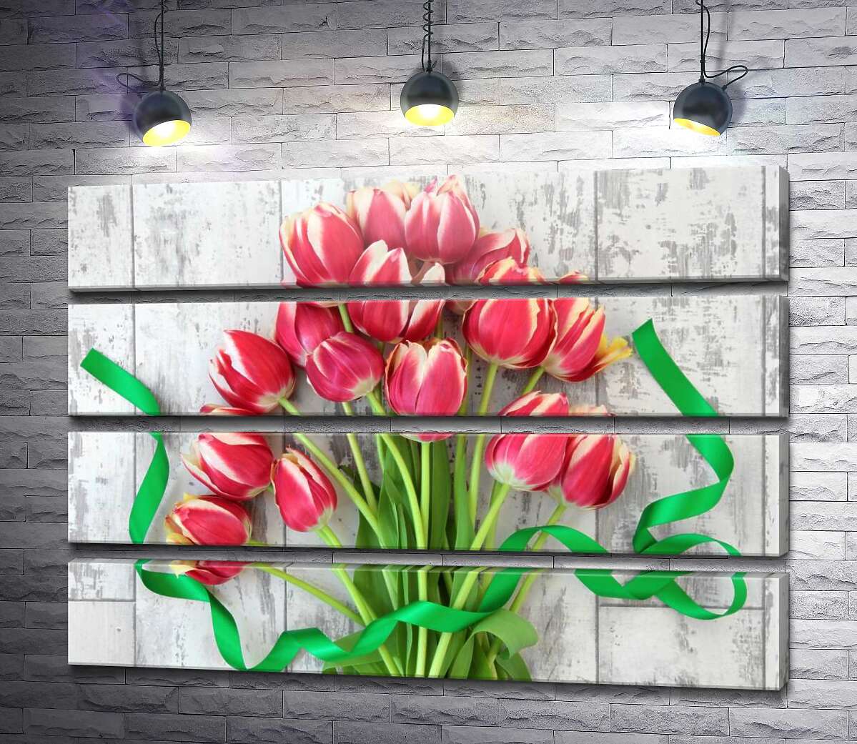 модульная картина Букет нежных розовых тюльпанов (Модуль №22)