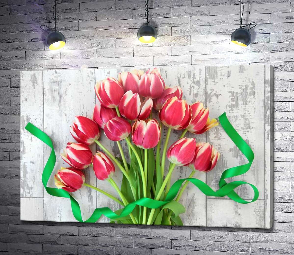 картина Букет нежных розовых тюльпанов