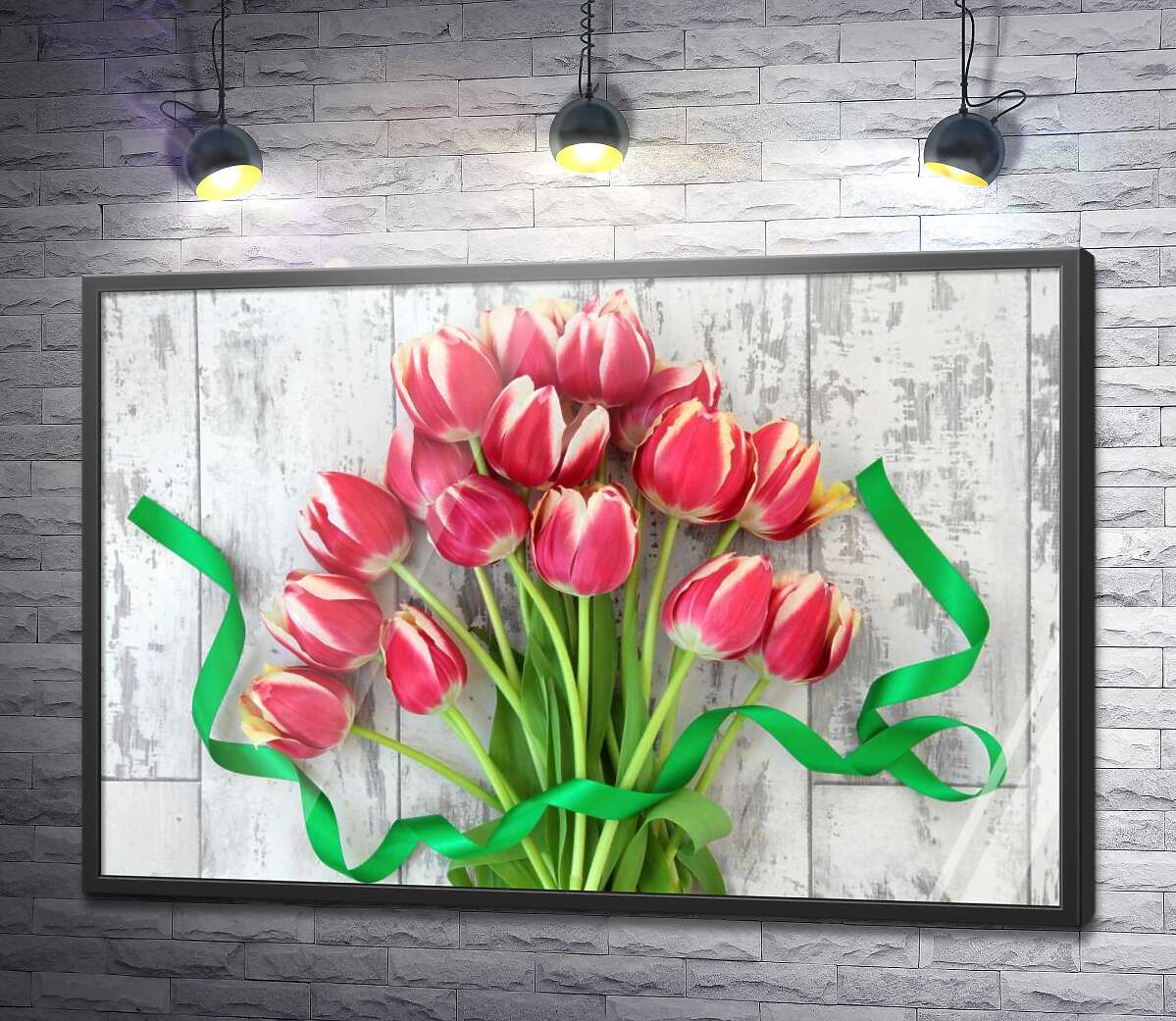 постер Букет нежных розовых тюльпанов