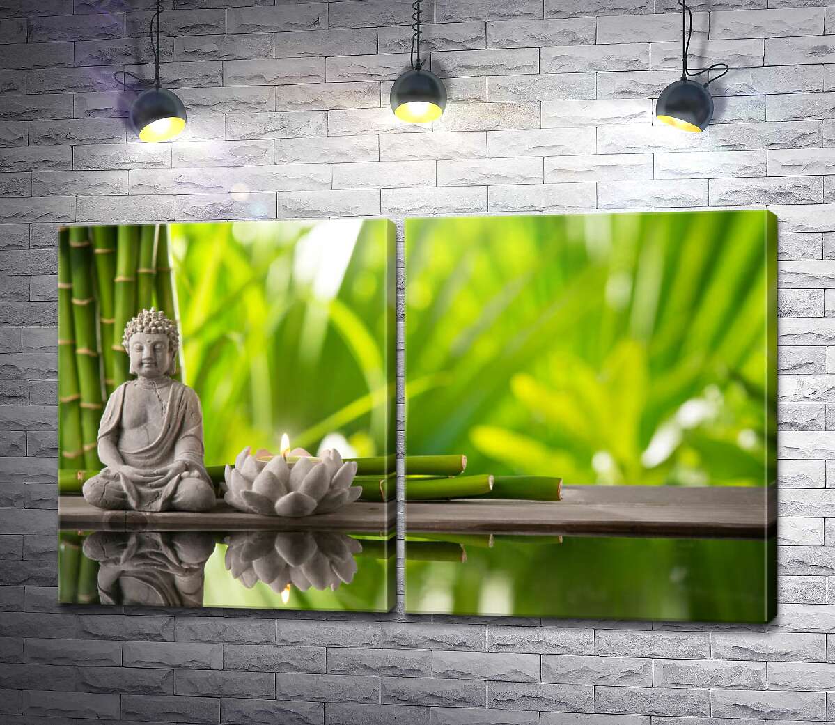 модульная картина Медитация Будды в бамбуковом саду