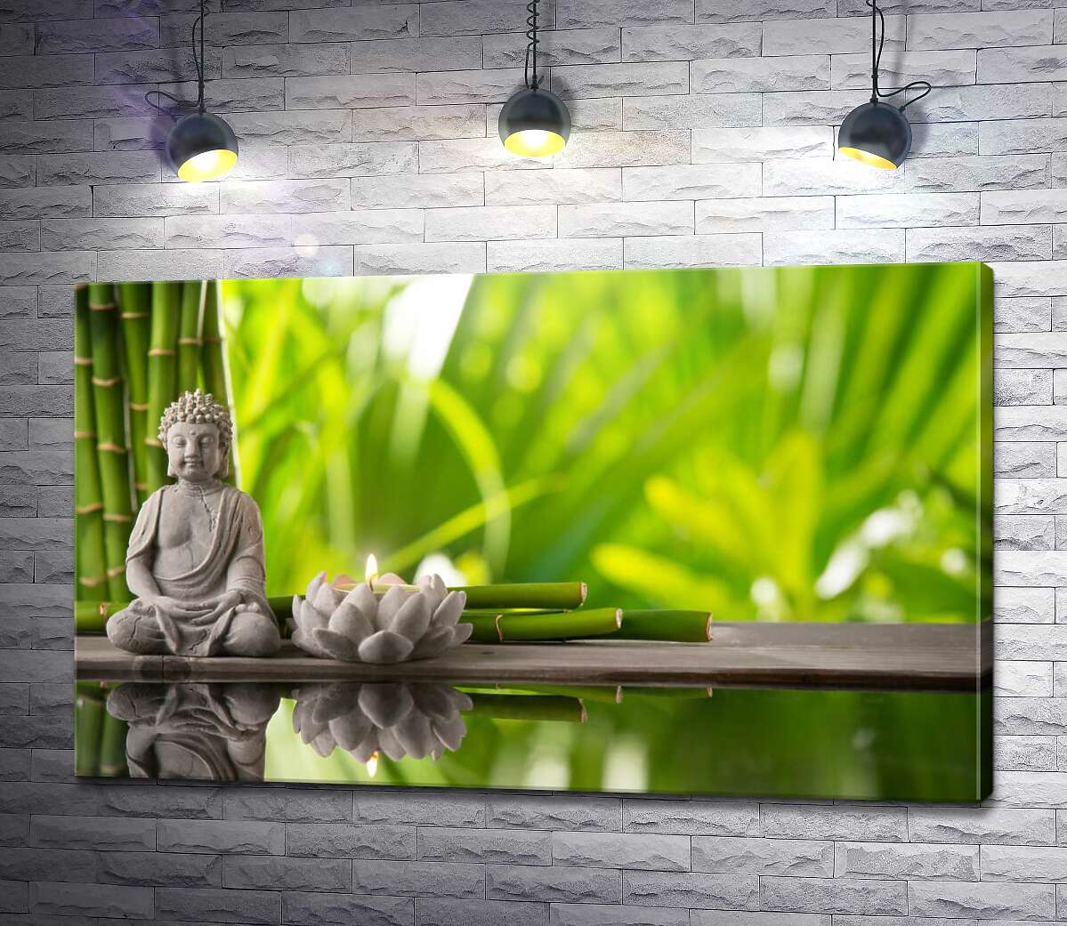 картина Медитация Будды в бамбуковом саду