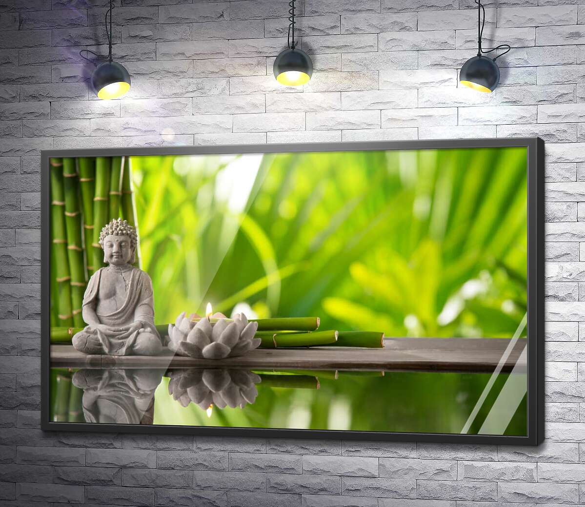 постер Медитація Будди в бамбуковому саду