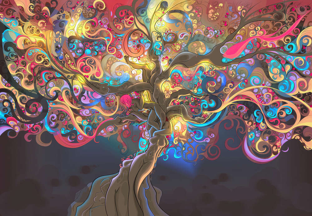 картина-постер Сяюче дерево життя з жіночих образів