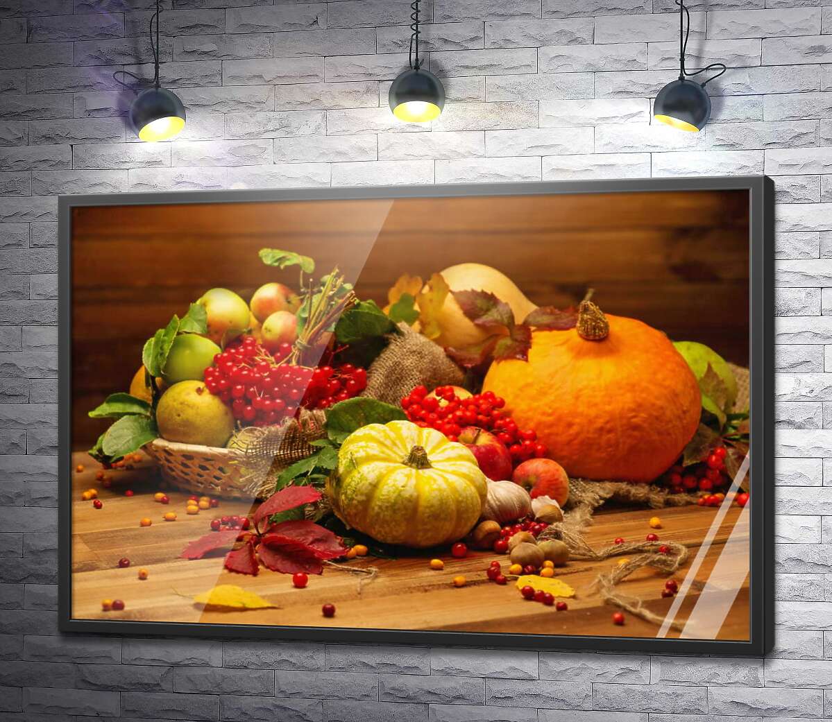 постер Натюрморт с осенними овощами и фруктами