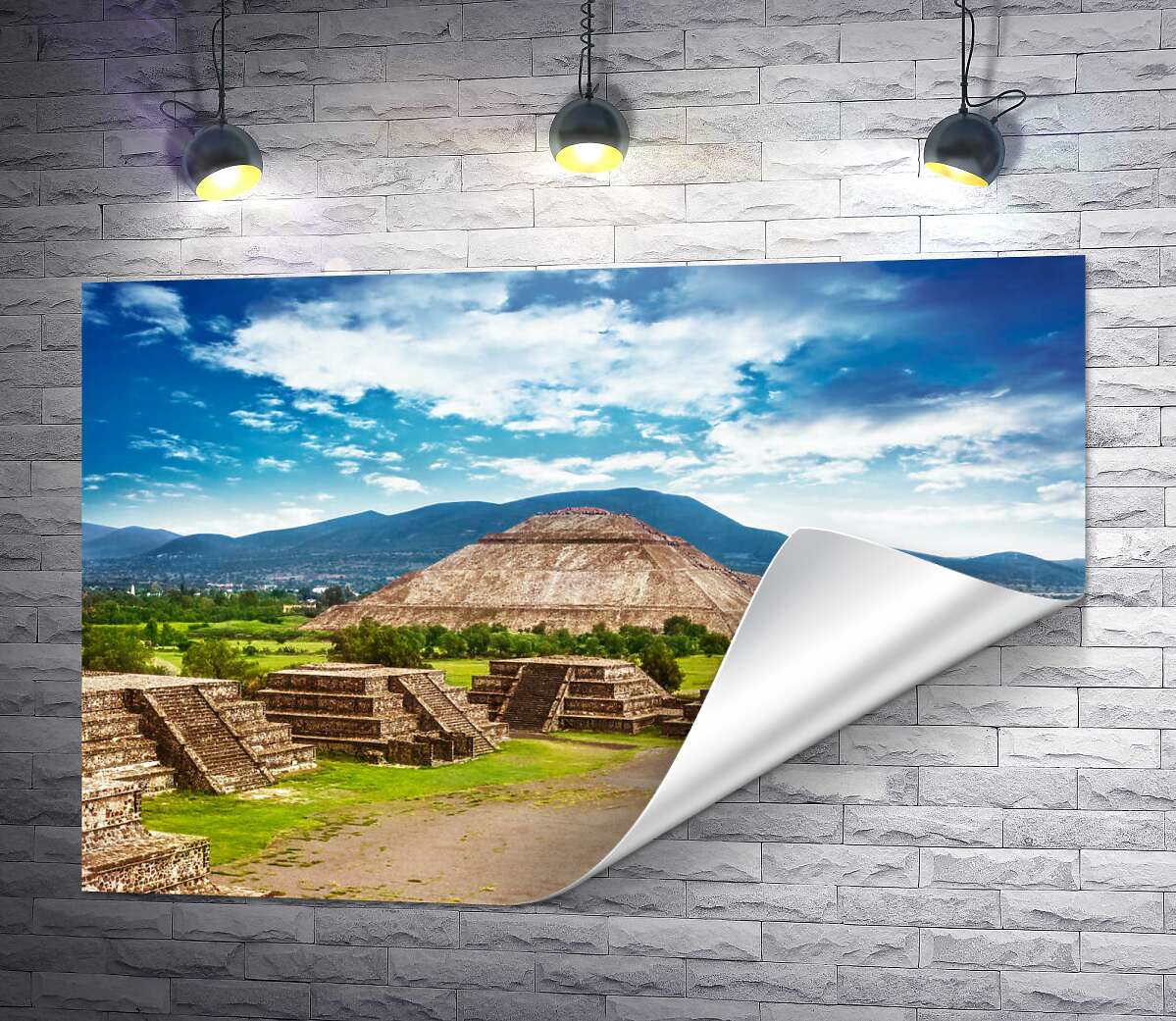 печать Древняя пирамида Солнца в Мексике