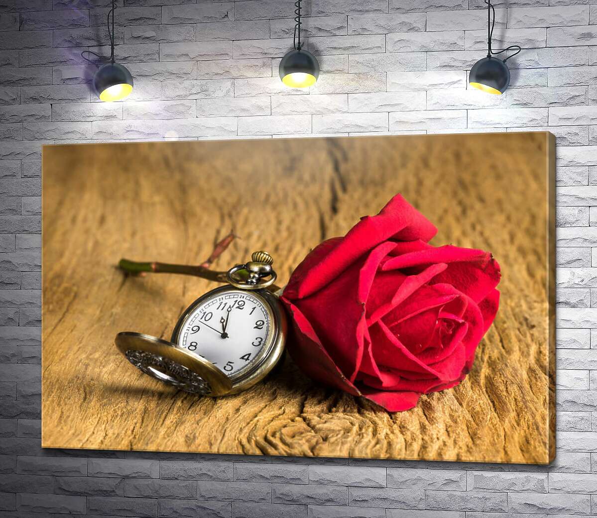 картина Карманные часы и красная роза