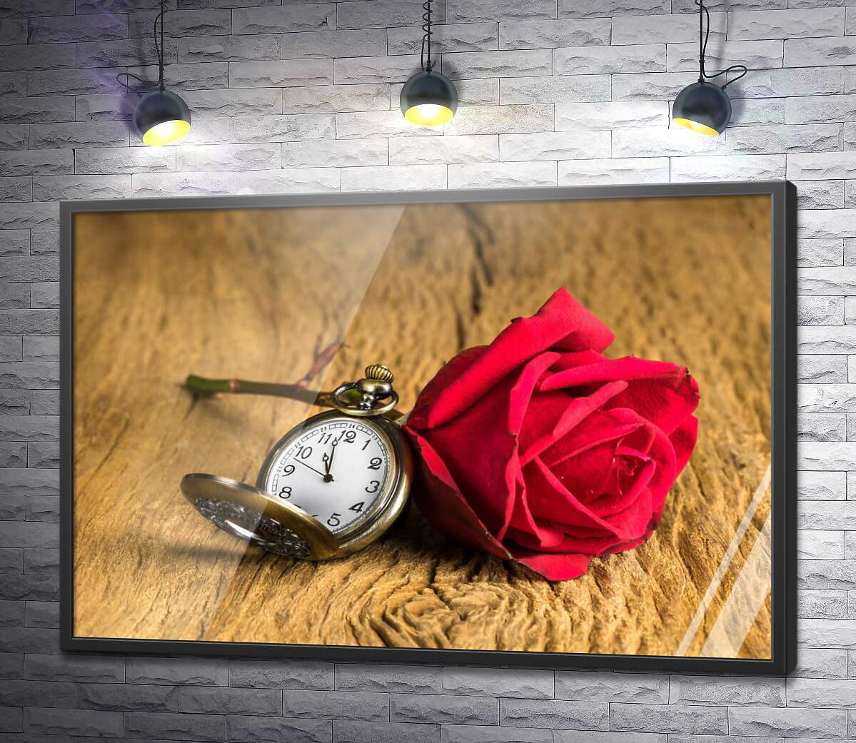 постер Карманные часы и красная роза