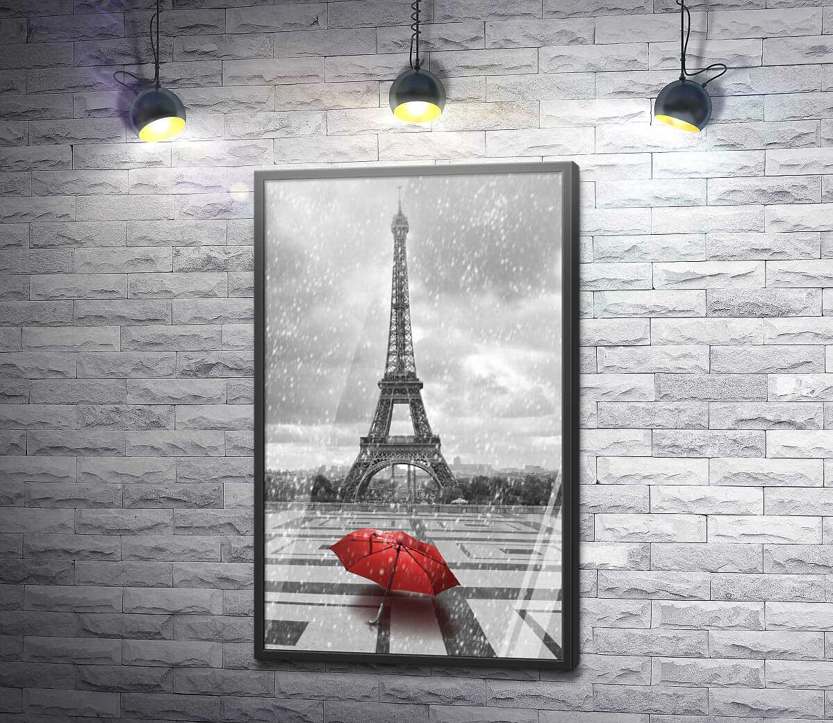 постер Червона парасолька перед Ейфелевою вежею