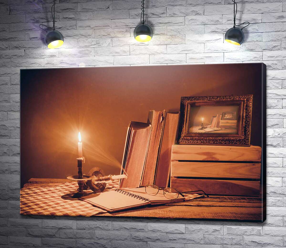 картина Письмовий стіл у світлі палаючої свічки