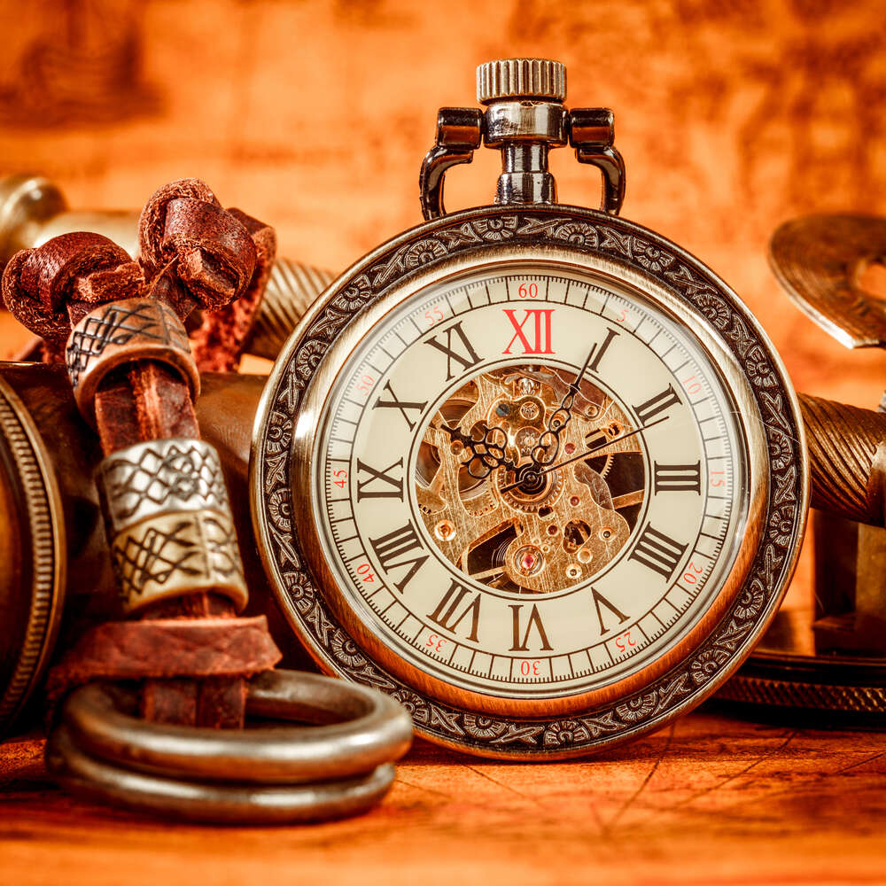 картина-постер Старовинний вінтажний кишеньковий годинник