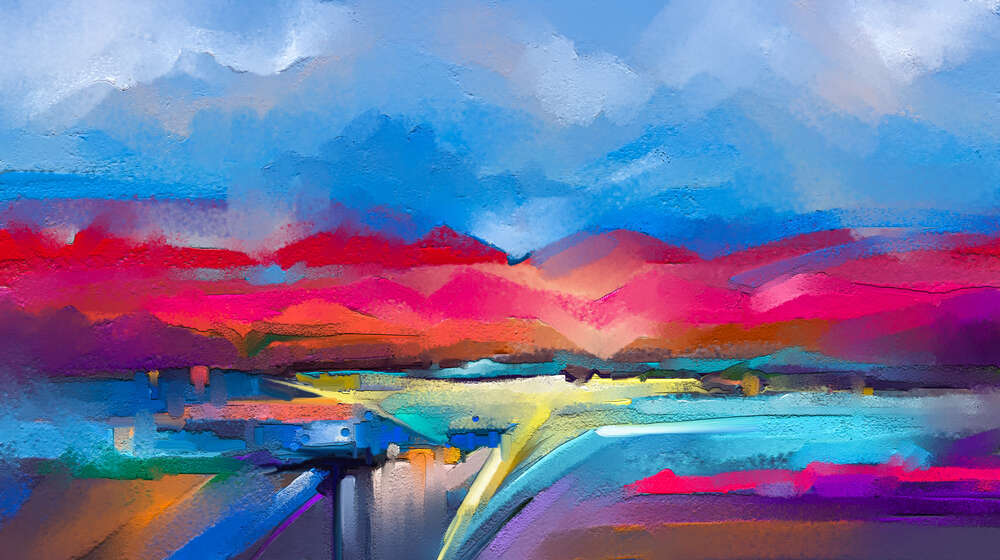 картина-постер Барвиста абстракція природи на заході сонця