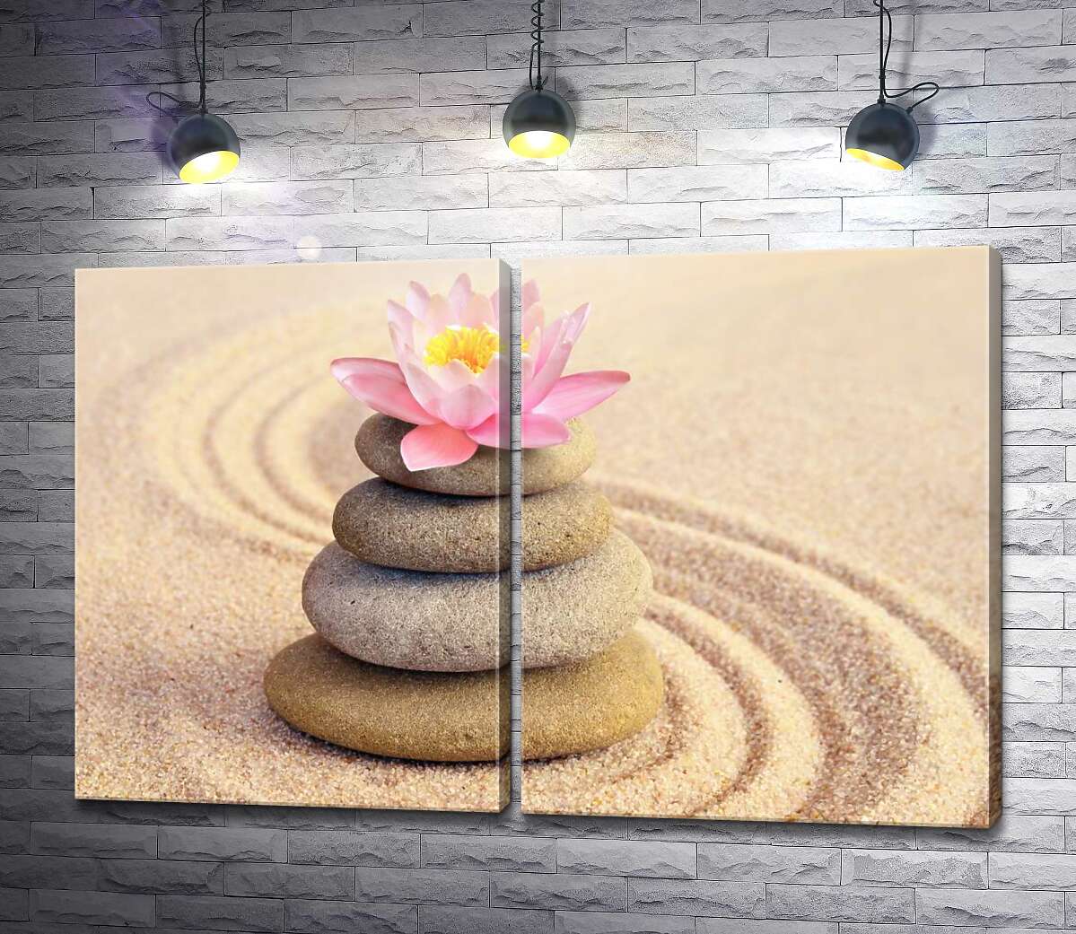 модульная картина Нежный цветок лотоса на спа-камнях