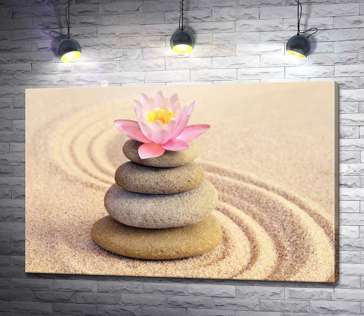 картина Нежный цветок лотоса на спа-камнях