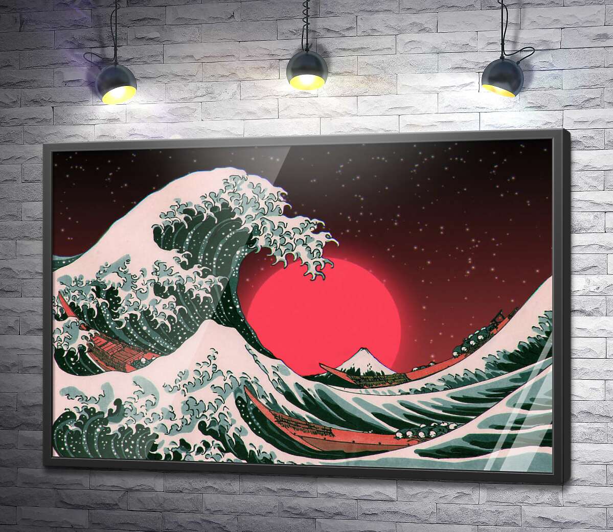 постер Большая волна в свете кровавой луны