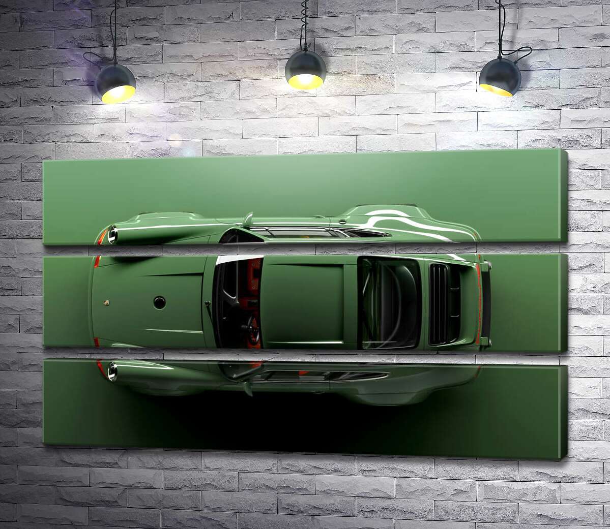 модульна картина Зелений Porsche 911, вид зверху (Модуль №15)