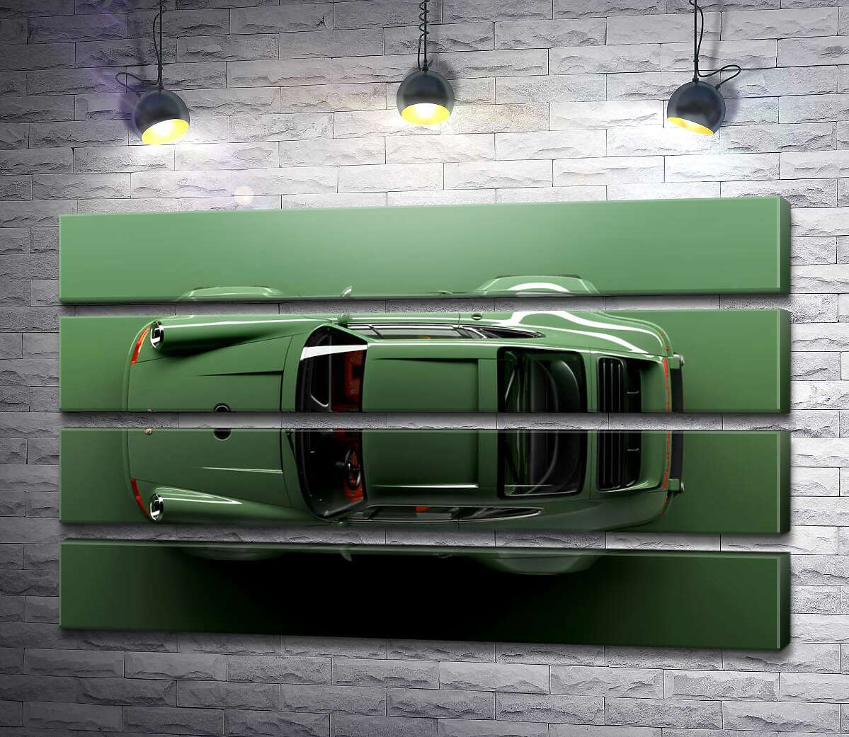 модульна картина Зелений Porsche 911, вид зверху (Модуль №22)