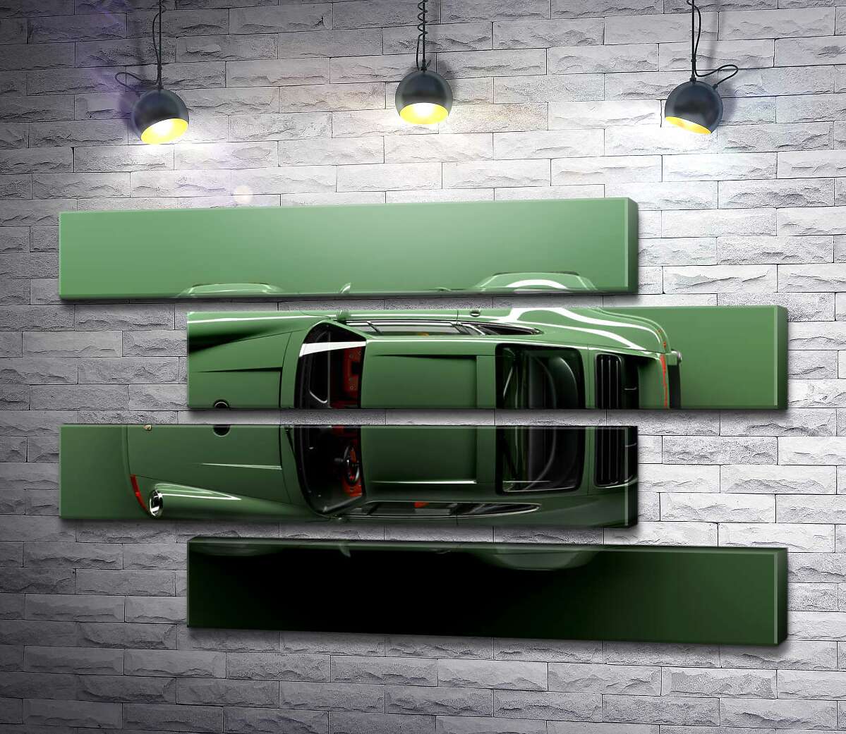 модульна картина Зелений Porsche 911, вид зверху (Модуль №23)
