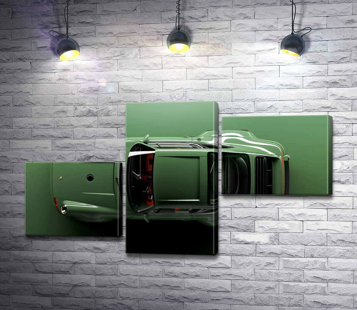 модульна картина Зелений Porsche 911, вид зверху (Модуль №12)