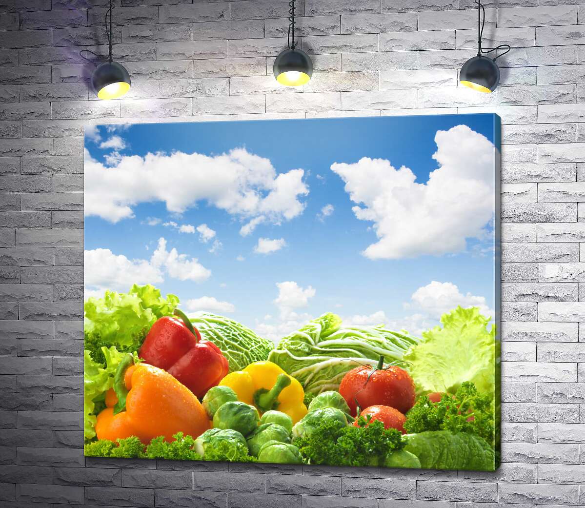 картина Свежие овощи под голубым небом