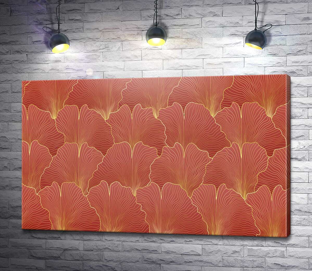 картина Червоне листя гінкго із золотою облямівкою