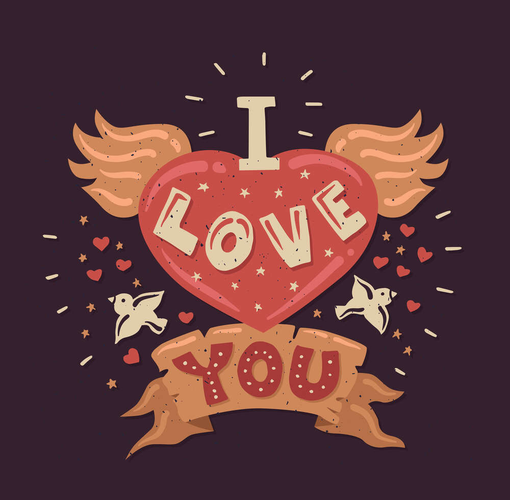 картина-постер Слова "I love you" окриляють серце