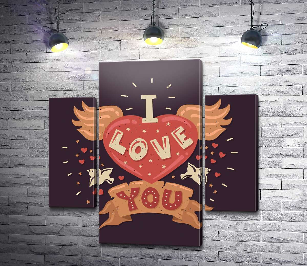 модульная картина Слова "I love you" окрыляют сердце (Модуль №5)