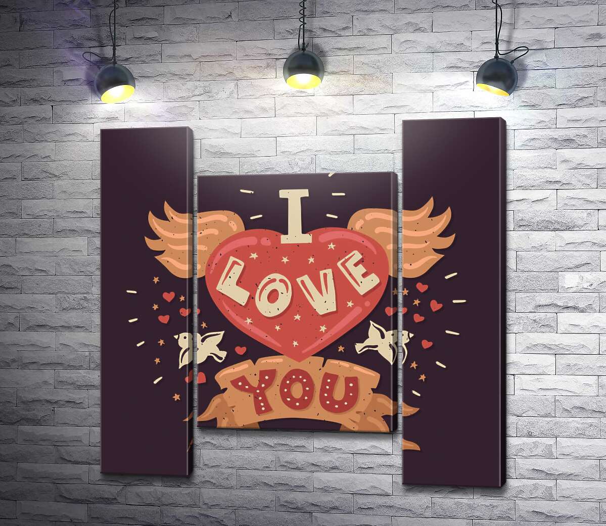 модульная картина Слова "I love you" окрыляют сердце (Модуль №11)